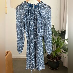 Aritzia Little Moon Long Sleeve Ruffle Trim Mini Dress